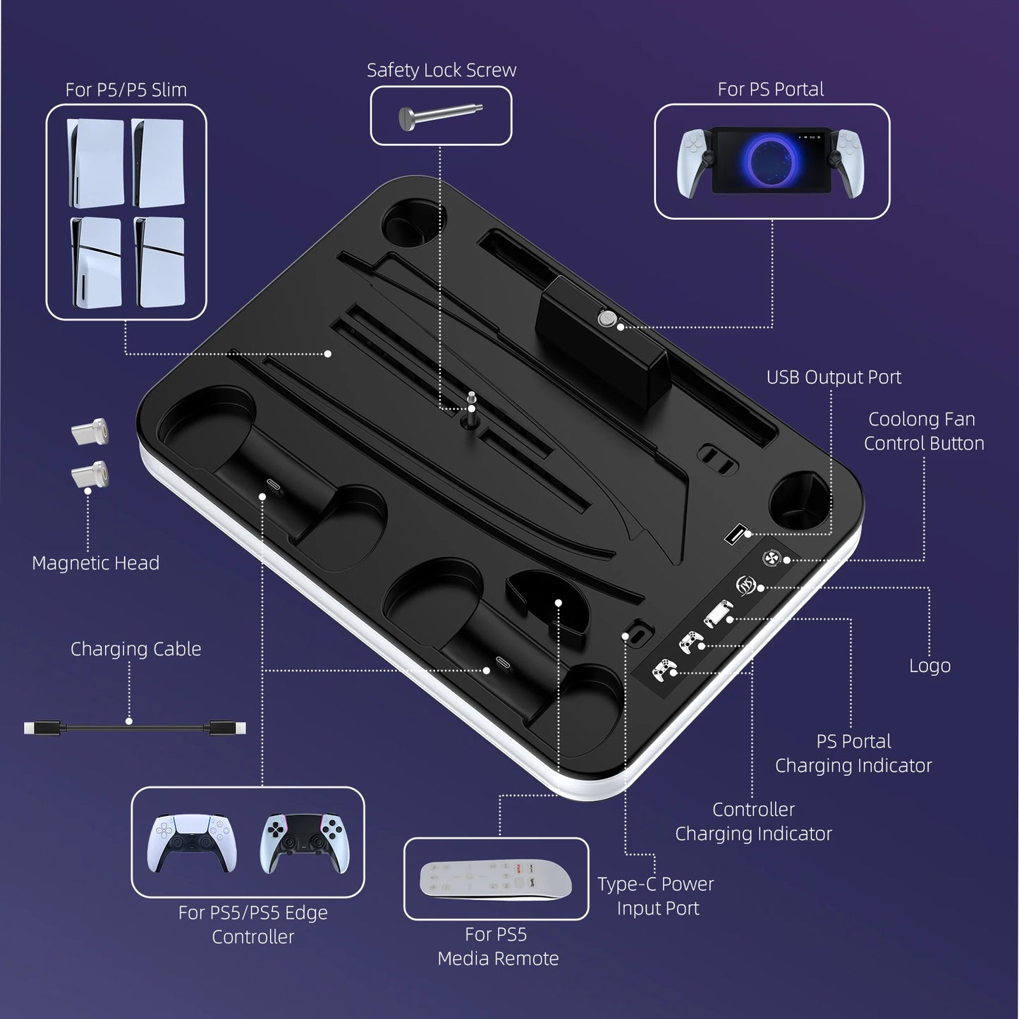 Station Multifonction PS5 - Support avec Refroidissement et Charge Manettes